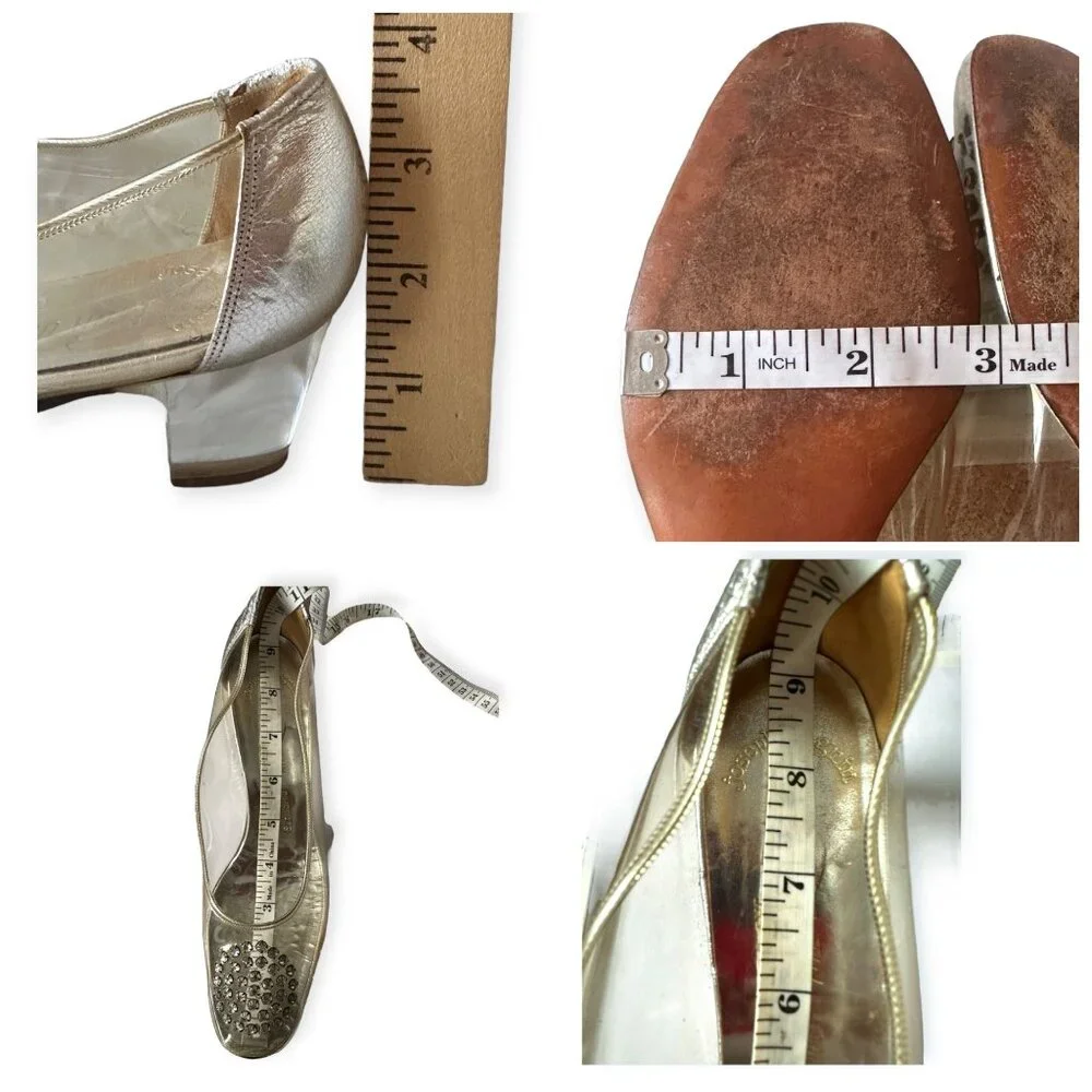 Vintage 60s Herbert Levine Clear Vinyl Lucite Heels Rhinestone Pumps Beth Levine